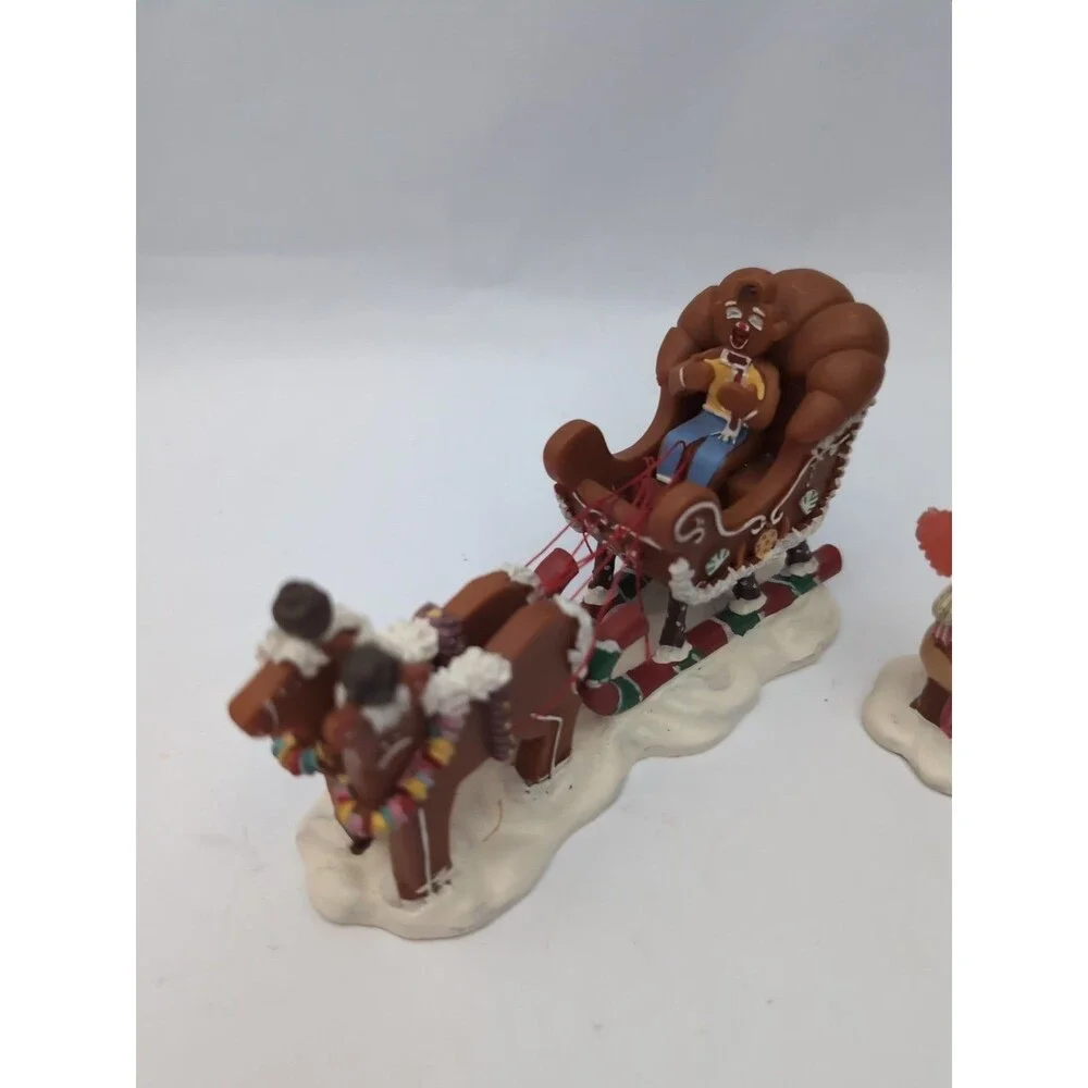 Lemax Snowman Gingerbread Sled Sugar & Spice Bench Figures Christmas Village Vtg